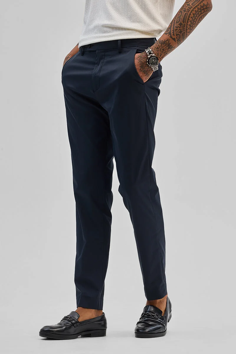 Snitch Navy Navy Slim Fit Chinos for Men | Best Price UAE